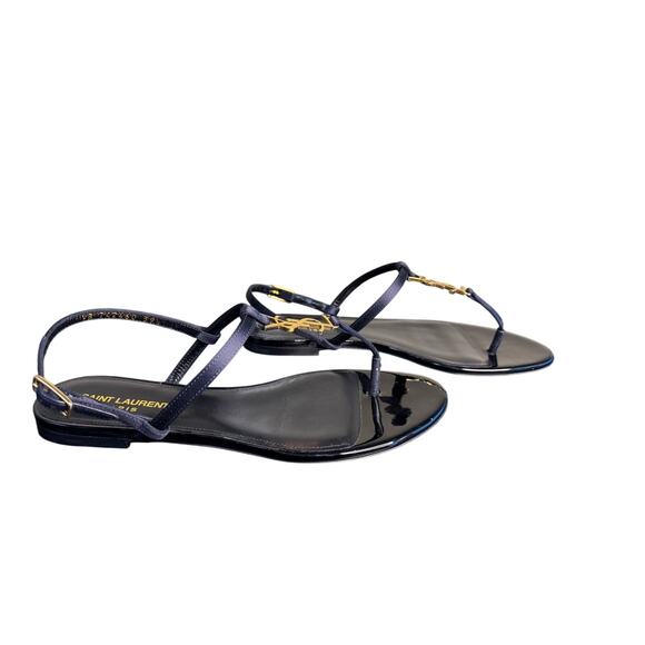 Saint Laurent NIB Cassandra Flat Sandals in Patriot Navy Size 39.5 - Picture 6 of 13